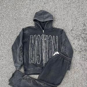 Gran oferta, sudaderas con capucha bordadas de angustia personalizadas para hombres, sudaderas con capucha transpirables y ecológicas de estilo Vintage para hombres desgastados - Product Image 2