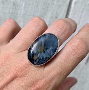 Impressionnant qualité 10x14mm Pietersite poire forme gemme lunette ensemble 925 argent Sterling mince bande anneau taille américaine 6-18 pour mariage - Product Image 3