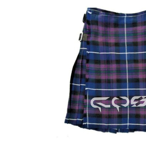 Kilt à carreaux bleus pour hommes, tartan, traditionnel écossais, 5 verges, laine acrylique ajustable, fabriqué à la main par le fabricant COSH - Product Image 2