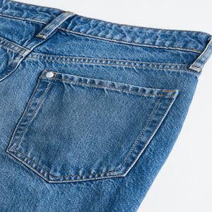 Jeans droits classiques pour hommes, coton, élastique, bleu clair, coupe slim, denim extensible, pantalon décontracté personnalisé pour hommes - Product Image 3