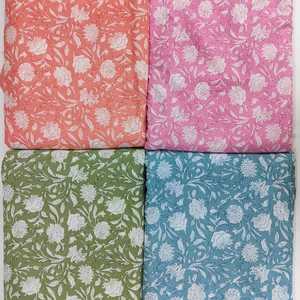 100% tela de algodón por yarda bloque de mano impreso diseño floral para edredones y máscaras - Product Image 1