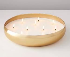 Pot à bougie en métal durable, écologique, fait à la main, avec un revêtement brillant mat doré, pour la décoration de la maison, des mariages et des fêtes - Product Image 1