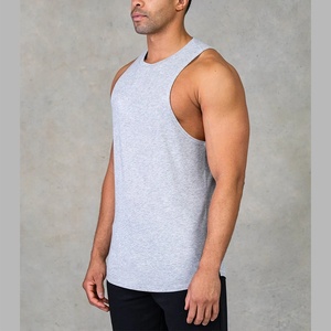 Camiseta sin Mangas Deportiva de Diseño al por Mayor, Corte Regular, Estampado Liso con Logotipo, Cuello Redondo, Dobladillo Curvo, Algodón y Elastano para Hombre - Product Image 3