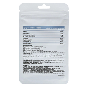 Patchs de stimulation NAD certifiés végétaliens sans OGM COA CE, Resvératrol, service de solutions de marque privée OEM - Product Image 2
