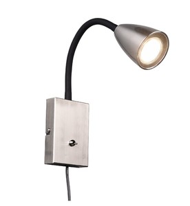 Wanda GU10 IP20 Flexible <b>Wall</b> <b>Light</b> <b>with</b> Nickel <b>Switch</b> (Trio 202670107) - Product Image 1