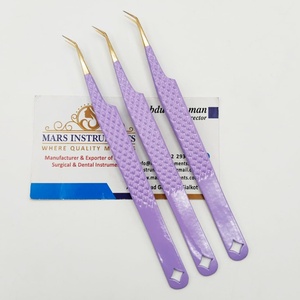 Pinzas de Acero Inoxidable con Punta Dorada de 45 Grados para Extensiones de Pestañas, Pinzas con Punta Puntiaguda y Agarre de Fibra para Herramientas de Extensión de Pestañas - Product Image 2