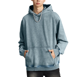 กรดล้างผู้ชายHoodieเสื้อสเวตเตอร์ขนาดใหญ่ปรับแต่งStreetwear Vintage Menภาษาฝรั่งเศสคําTerry Hoodieผ้าฝ้าย - Product Image 2