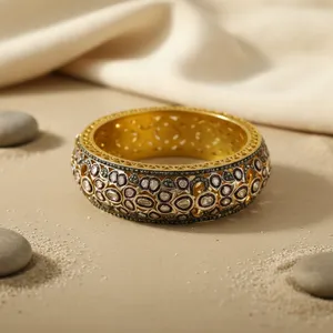 Bracelet jonc de luxe pour femme en plaqué or avec diamants – Bracelets et joncs en diamant de qualité supérieure - Product Image 1
