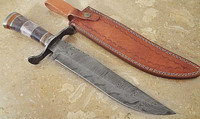 Handgemachtes Damaskus Stahl Jagd Bowie Messer mit Knochen griff, Comping, Überlebens messer mit Scheiden leder.
