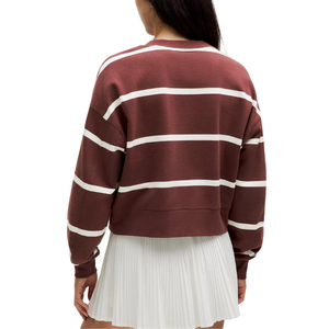 Sudaderas y sudaderas con capucha a rayas de cuello redondo y manga larga para mujer, personalizables al por mayor, de ajuste clásico - Product Image 3