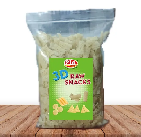 Fornitore di snack grezzi 3D dal Pakistan la migliore personalizzazione di snack grezzi Zia 3D di alta qualità disponibile tagli e imballaggi di Design