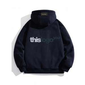 Autumn/Winter <b>Men's</b> Windproof Fleece Jacket 100% Polyester Hooded Full <b>Zip</b> Thermal Oversized Fit - Product Image 2