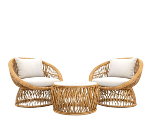 Ensemble complet de meubles en rotin faits à la main Design scandinave écologique pour la maison appartement hôtel villa salon extérieur - Product Image 3