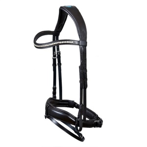 Brida de cuero de caballo con banda anatómica para la nariz y diseño personalizado de banda de cejas de cristal colorido - Product Image 3