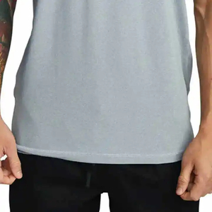 Camiseta sin mangas para hombre, azul claro, cuello redondo, tejido de punto, color liso, estilo vintage, informal, transpirable, con cuentas de spandex/poliéster - Product Image 3