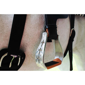 Premium Western Show Horse Saddle Stirrups Ligero Aluminio Cuero Tread Cross Equestrian Riding Gear Barrel Trail Show - Product Image 3