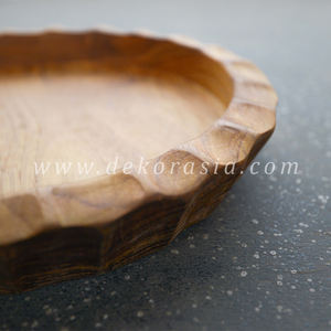 Plateau en bois personnalisé de 29 cm de diamètre, vaisselle décorative vintage écologique, plateaux de service alimentaire - Product Image 3