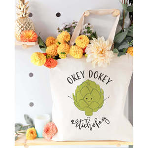 Okey Dokey Artichokey Open Closure Cotton Canvas Tote Bag - Product Image 2
