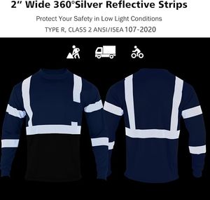 เสื้อยืดสะท้อนแสงสำหรับผู้ชาย ANSI Class 3 สีส้ม เสื้อทำงานแขนยาวโพลีเอสเตอร์แบบมองเห็นได้ชัดเจนสำหรับงานก่อสร้างและงานถนน - Product Image 3