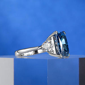 Jeulia Rhodium Plated Sterling <b>Silver</b> Men's Three Stone <b>Emerald</b> Cut Diamond Anniversary <b>Ring</b> - Product Image 6