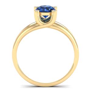 Anillo de Zafiro Azul de Corte Brillante Redondo de Lujo REYES de 0.84 Quilates para Mujer, Joyería Clásica de Oro Sólido de 14K con Diamantes - Product Image 4