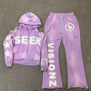 Chándales acampanados de lavado ácido para hombre personalizados del mejor fabricante, ropa de calle transpirable, último estilo, patrón sólido de talla grande, MOQ bajo - Product Image 6