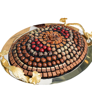 ถาดเสิร์ฟช็อคโกแลตสุดหรูใหม่ทำจากถาดช็อคโกแลตโลหะสีทองพร้อมด้ามจับใบแปะก๊วยสำหรับงานปาร์ตี้หรืองานต่างๆ - Product Image 3