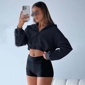 Top corto Ropa de mujer Transpirable Tallas grandes Nuevo estilo Top corto de algodón Sudaderas con capucha para mujer Sudaderas Entrenamiento para correr al aire libre - Product Image 5