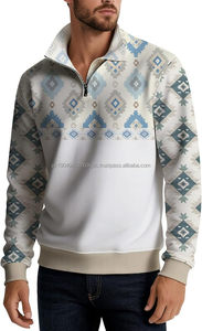 Sweat-shirts thermiques confortables à manches longues pour hommes, col rond, demi-zip, imprimés numériques, tenues tendance d'hiver, décontractés et unis - Product Image 4