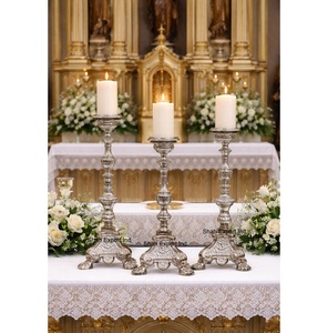 Gold Plated Baroque Church <b>Candle</b> Holder Home Decoration Metal Aluminum <b>Candle</b> <b>Stand</b> for Home & Wedding Centerpieces - Product Image 4