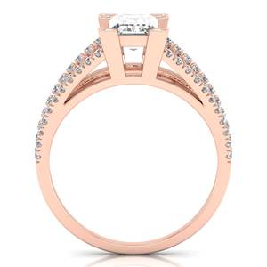 Anillos de Compromiso REYES con Diamante de Corte Esmeralda de 1.3 Quilates, Oro Rosa Sólido de 14K, Certificado IGI, Regalo de Boda, Joyería Fina - Product Image 4