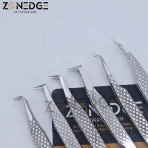 Pinzas de pestañas de volumen de punta de fibra más vendidas Pinzas de extensión de pestañas de metal de alta calidad - Product Image 3