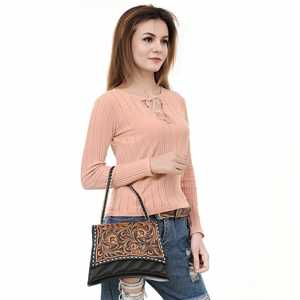 Cowboy Handcrafted Leather <b>Sling</b> <b>Bag</b> With Tooled Design at Wholesale Price Cowhide Hair on Leather <b>Bag</b> Fur <b>Sling</b> <b>Bag</b> - Product Image 3