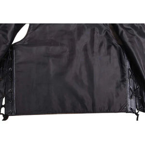 Premium Men's and Women's <b>Biker</b> Style V-Neck <b>Leather</b> Vest Long <b>Waistcoat</b> with V-neck for Winter Fashionable Plus Size Design - Product Image 3