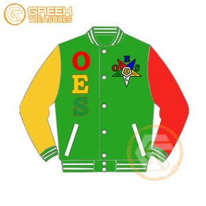 Customized Order Eastern <b>Star</b> Cotton Fleece Embroidered Varsity <b>Jacket</b> OES Breathable Quick Dry Zipper Closure Stand Women - Product Image 6
