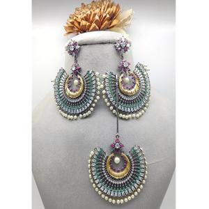 Joyería de moda de lujo, pendientes indios tradicionales con Tikka, accesorios de moda para mujer, pendientes elegantes para mujer - Product Image 1