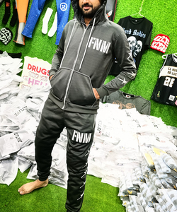 Survêtements sportifs d'hiver personnalisés pour hommes, grande taille, en polaire unie 300g, à capuche, taille élastique, coupe-vent, respirants, avec broderie réfléchissante - Product Image 1