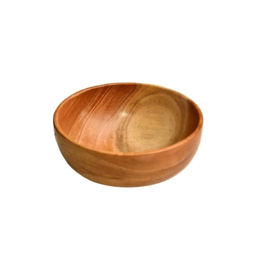 Solid Wooden Fruits Bowl Kitchen Counter Top Decoration Dining Table Centerpieces Rounded Durable Fruit Storage Wooden Bowl