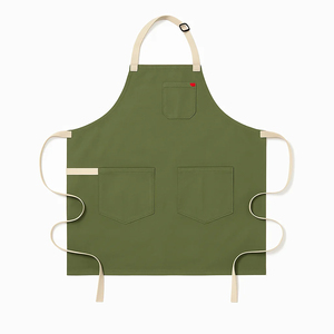 Delantal sin mangas de lona gris, estilo sencillo, con 3 bolsillos, lavable a máquina, para cocinar y uso diario. - Product Image 3