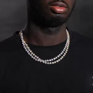 Customized <b>White</b> Real <b>Gold</b> Plated 14mm Heavy Multicolored Cuban Chain Link <b>Necklace</b> for <b>Men</b> - Product Image 3