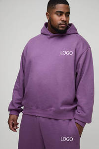 Conjunto Deportivo Personalizado de Talla Grande con Logotipo, Color Morado, 100% Algodón, 465GSM, Forro Polar Grueso, Sudadera con Capucha y Pantalones Deportivos - Product Image 2
