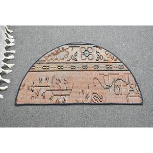 Alfombra de lana clásica Beige marrón de 2,5X1,5 pies, diseño de retazos turco para entrada, sala de estar o dormitorio, respaldo de látex - Product Image 1