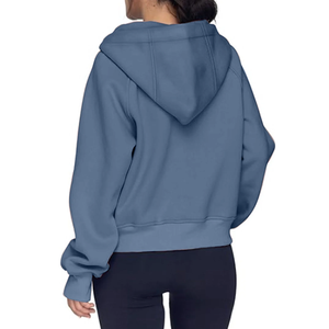 2023 Women's Casual Regular Pullover Knitted Fleece Sweatshirts Breathable Front Logo <b>Hoodies</b> <b>with</b> <b>Thumb</b> <b>Hole</b> for Spring Outfits - Product Image 4