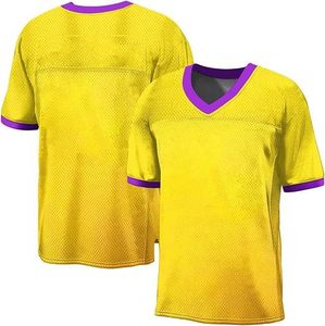 Camiseta de Fútbol Personalizada Amarilla con Cuello en V, Manga Corta, Malla Transpirable, Unisex para Adultos, Impresión Sublimada, Corte Regular - Product Image 3