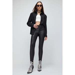 Women's Casual Leather-Look Skinny Trousers High Waist <b>Pencil</b> Pants with Breathable Plus Size XL <b>Colorful</b> Wash for Autumn Season - Product Image 2