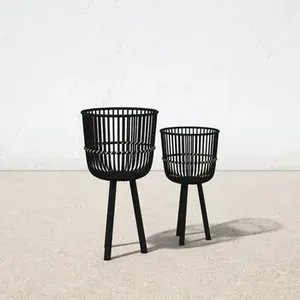 Lot de 3 pots de fleurs de couleur marron pour la décoration de la maison et du bureau, pot de fleurs en métal pour décoration intérieure et extérieure - Product Image 6