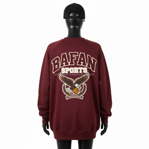 Sweat-shirt oversize pour femme en molleton de coton 350GSM, couleur marron, avec broderie en chenille, logo personnalisé, sweat-shirts respirants pour femme - Product Image 2