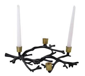 Handmade Decorative <b>Round</b> Candle Holder Set-Aluminum Brass Finish in Gold & Black for Home Decor and Christmas - Product Image 5