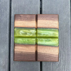 Best Quality Fancy Artistic Resin Decorative Solid Wood Tea coaster Resin Insulation Pad Custom Coasters Home and Kitchen - Product Image 1