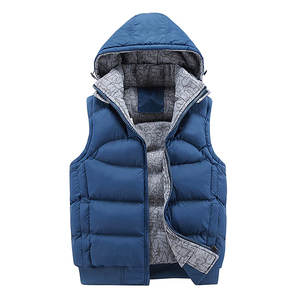 Chaleco grueso y cálido con capucha para hombre, chaqueta sin mangas, a la moda, informal, a prueba de viento, para exteriores, transpirable, respetuoso con el medio ambiente - Product Image 1